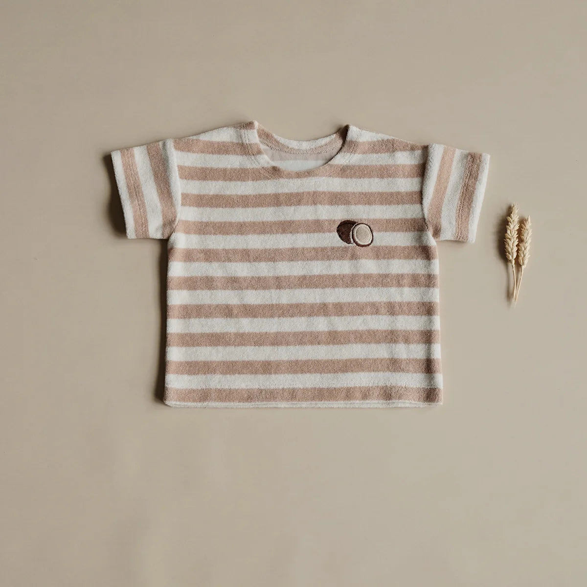 Organic Terry Shirt - Latte Striped
