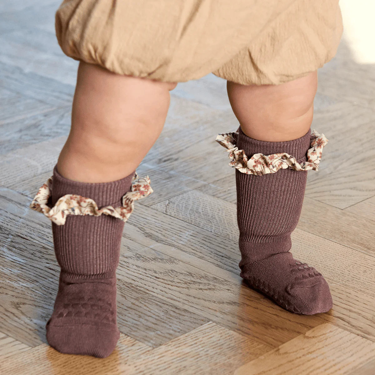 GobabygoXLiberty Non-slip Socks Bamboo-Misty Plum