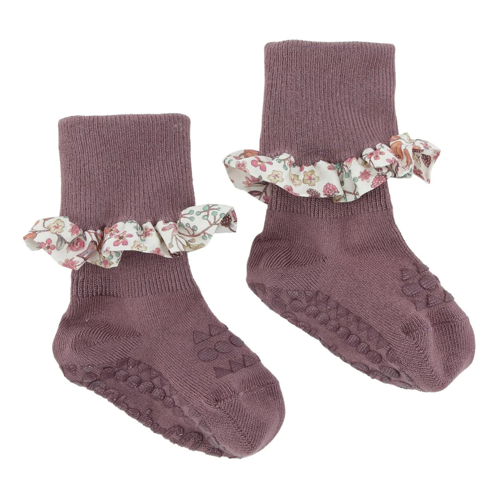 GobabygoXLiberty Non-slip Socks Bamboo-Misty Plum