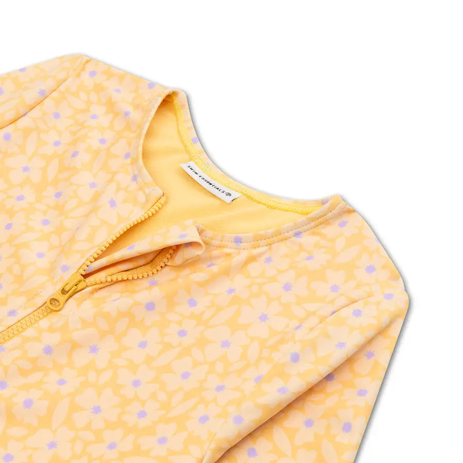 Yellow Girls UV Swimsuit With Long Sleeves