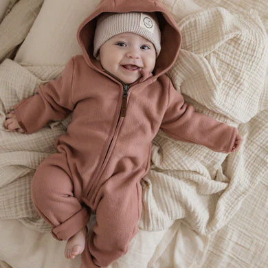 Organic Fleece Overall- dusty rose