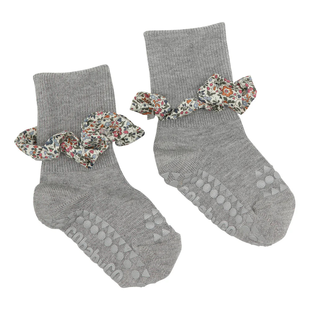 GobabygoXLiberty Non-slip Socks Bamboo- Grey Melange