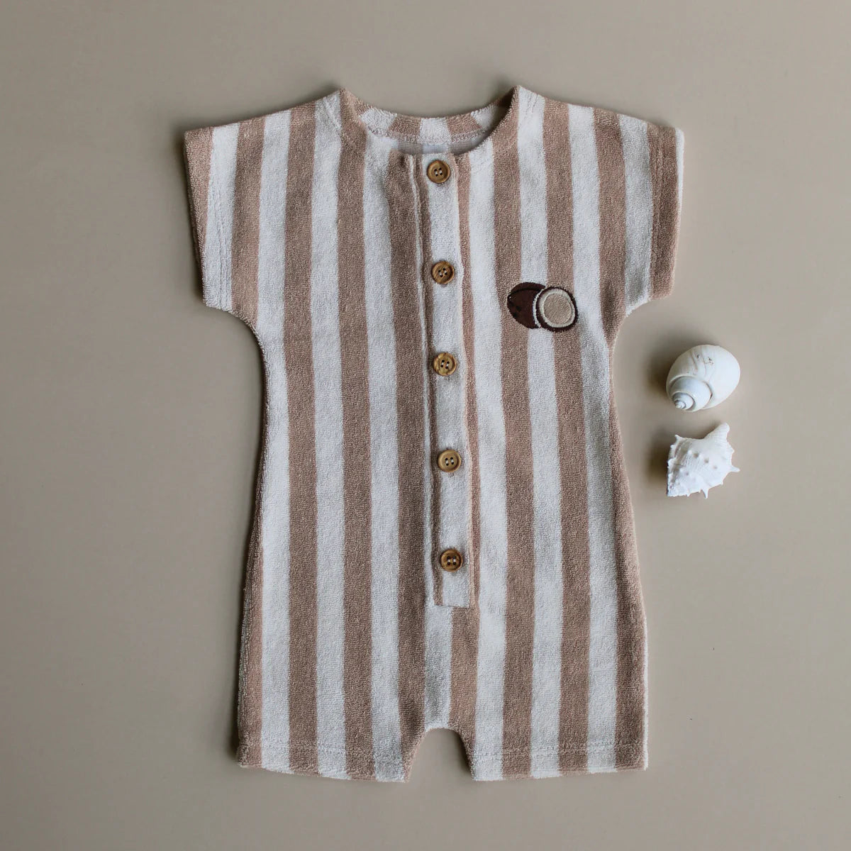 Organic Terry Onesie - Latte Striped