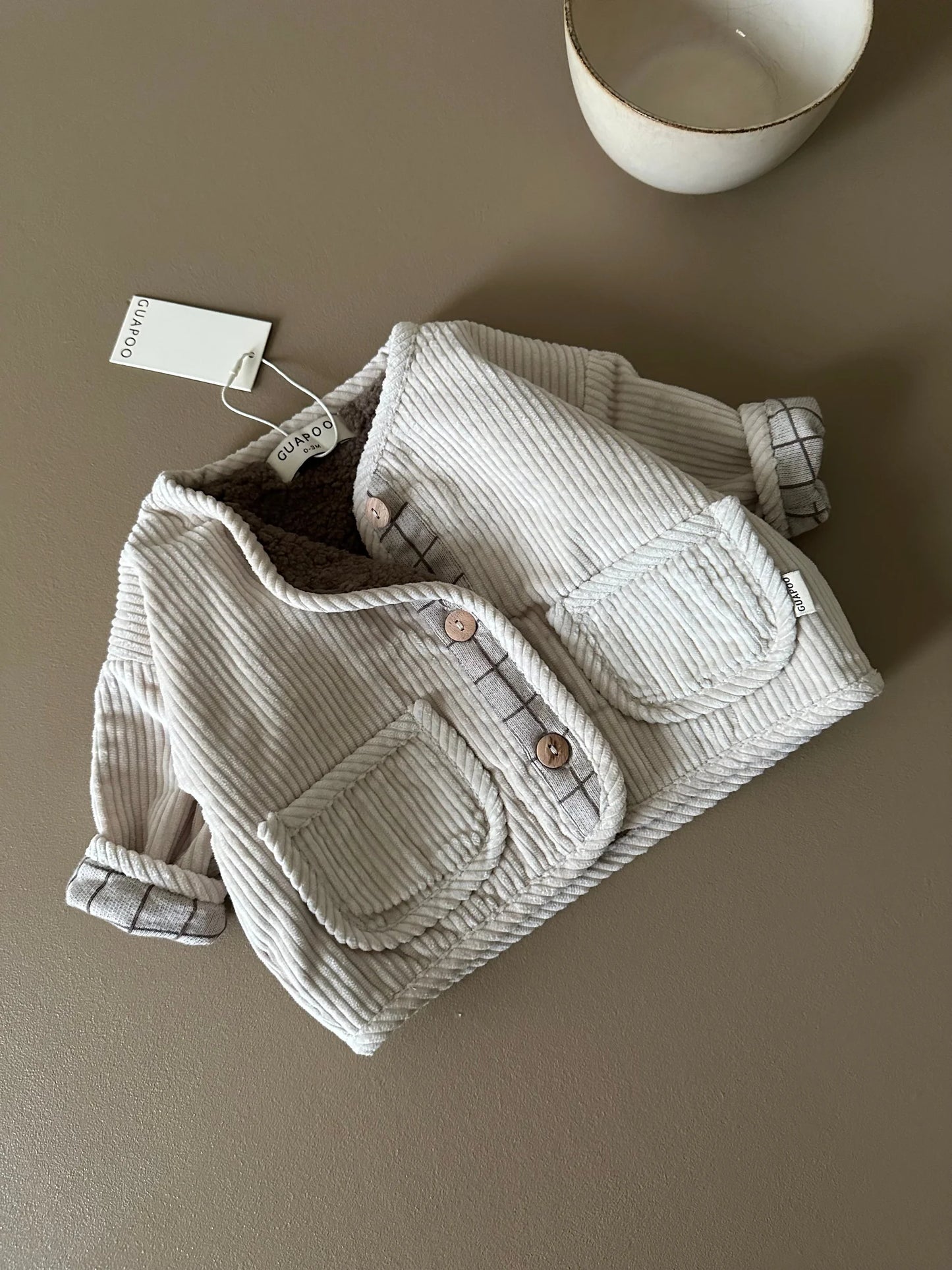 Corduroy jacket cream silk