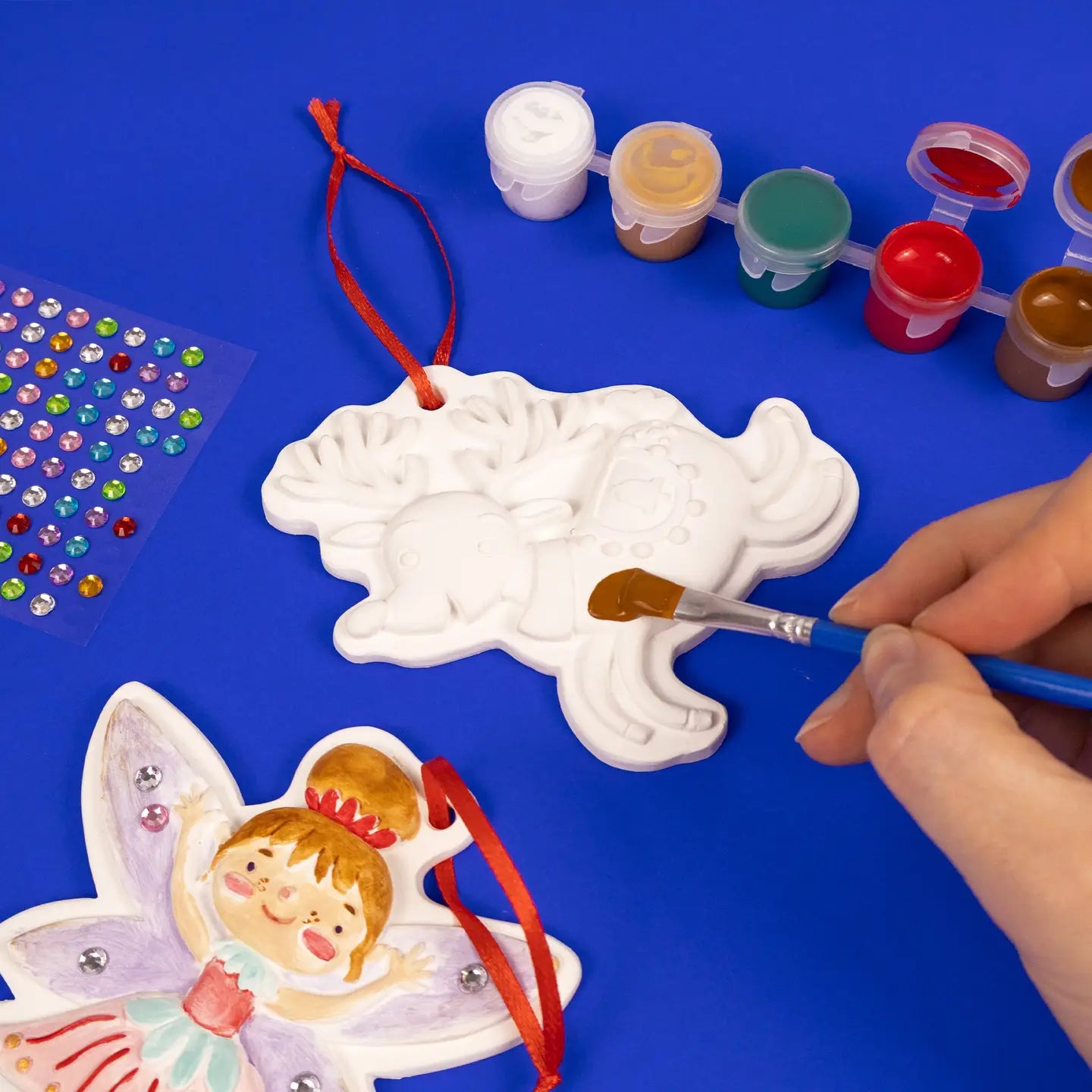 Festive Art & Craft Kit with Paints, Brush & Sparkly Stickers