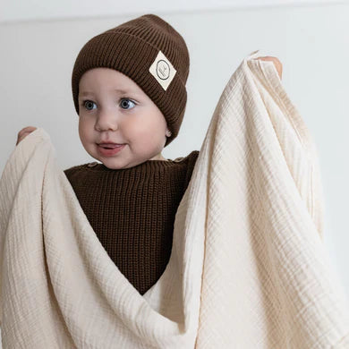 Organic Knit Beanie - Chocolate