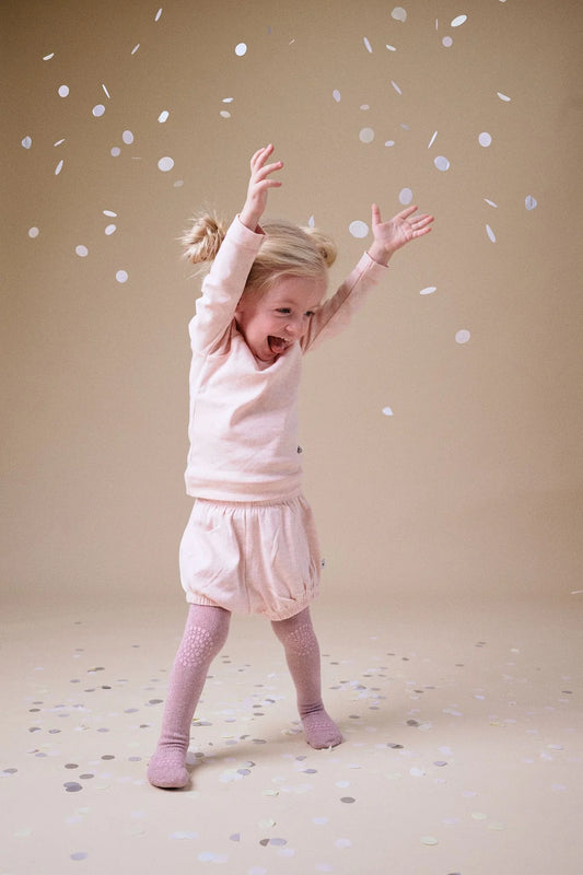 Non slip crawling tights in Bamboo- Glitter