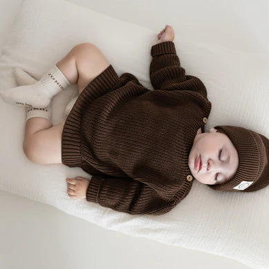 Organic Oversize Knit Pulli - Chocolate