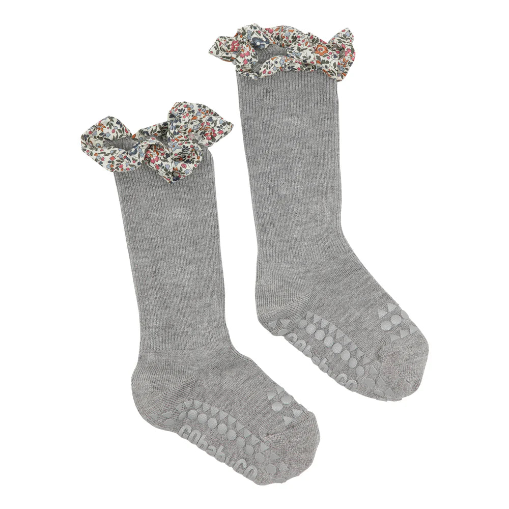 GobabygoXLiberty Non-slip Socks Bamboo- Grey Melange