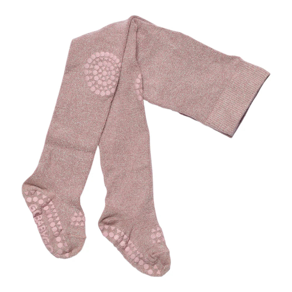 Non slip crawling tights in Bamboo- Glitter