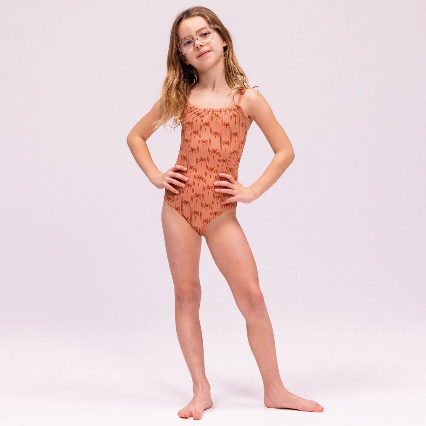Swimsuit Girls Palm Stripe