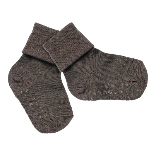 Non-slip socks, merino wool Chestnut