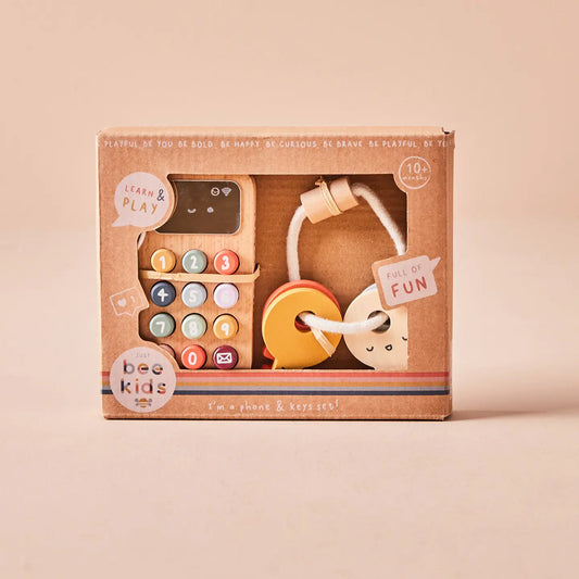 Just Bee Kids Wooden Phone & Keys Toy Set