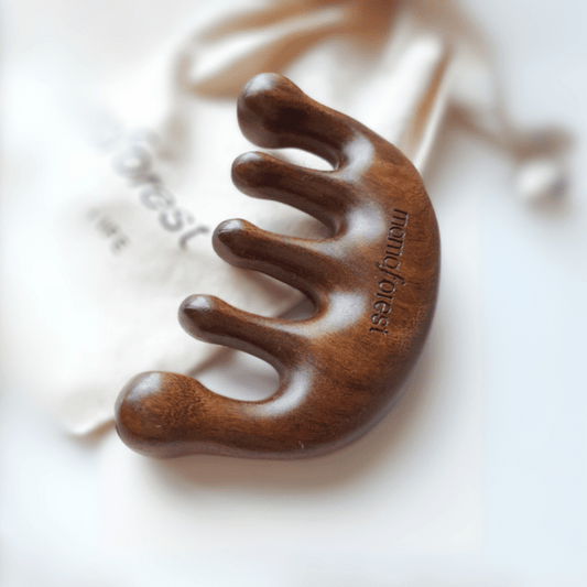 Sandalwood massage Gua Sha brush for scalp and body