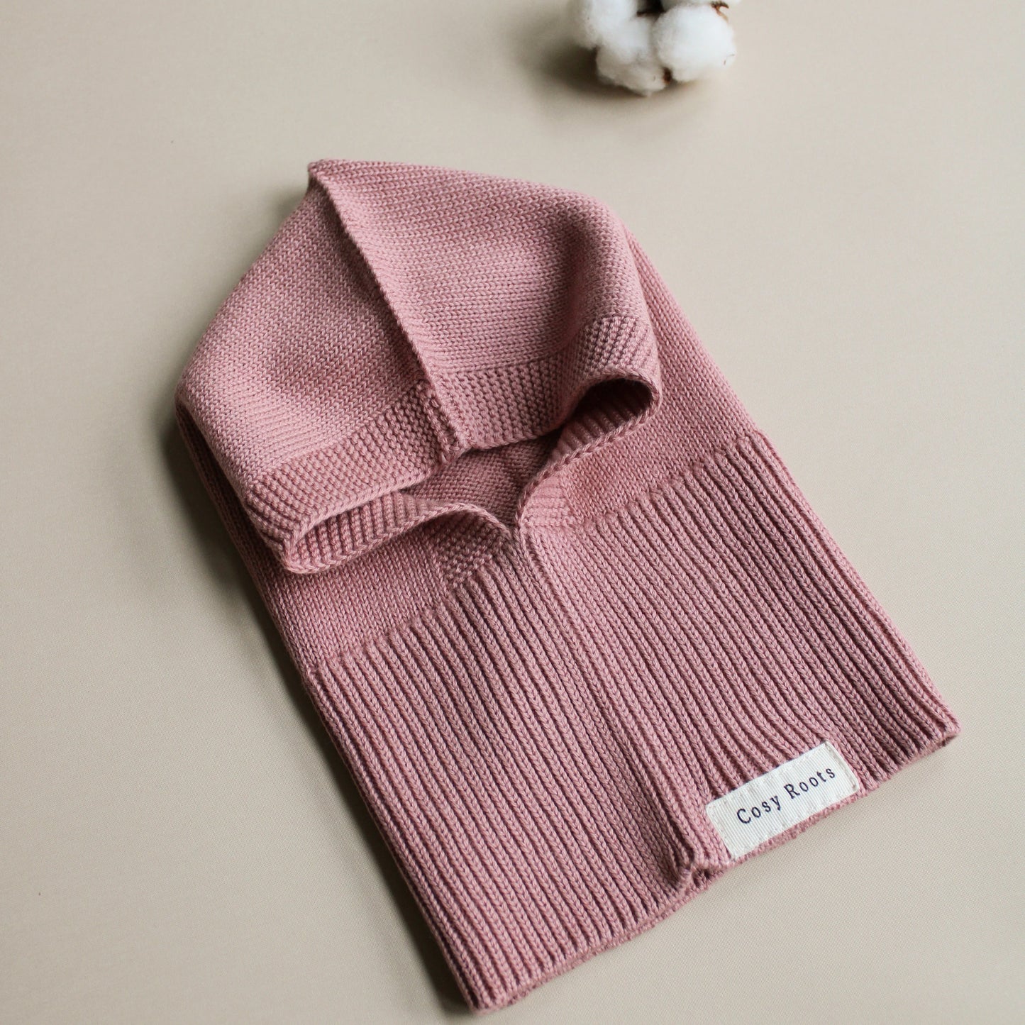 Organic Knit Balaclava - Dusty Rose