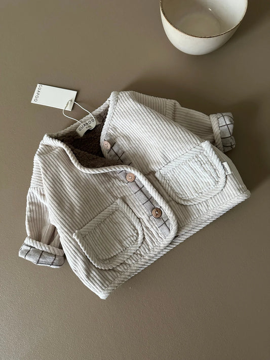 Corduroy jacket cream silk