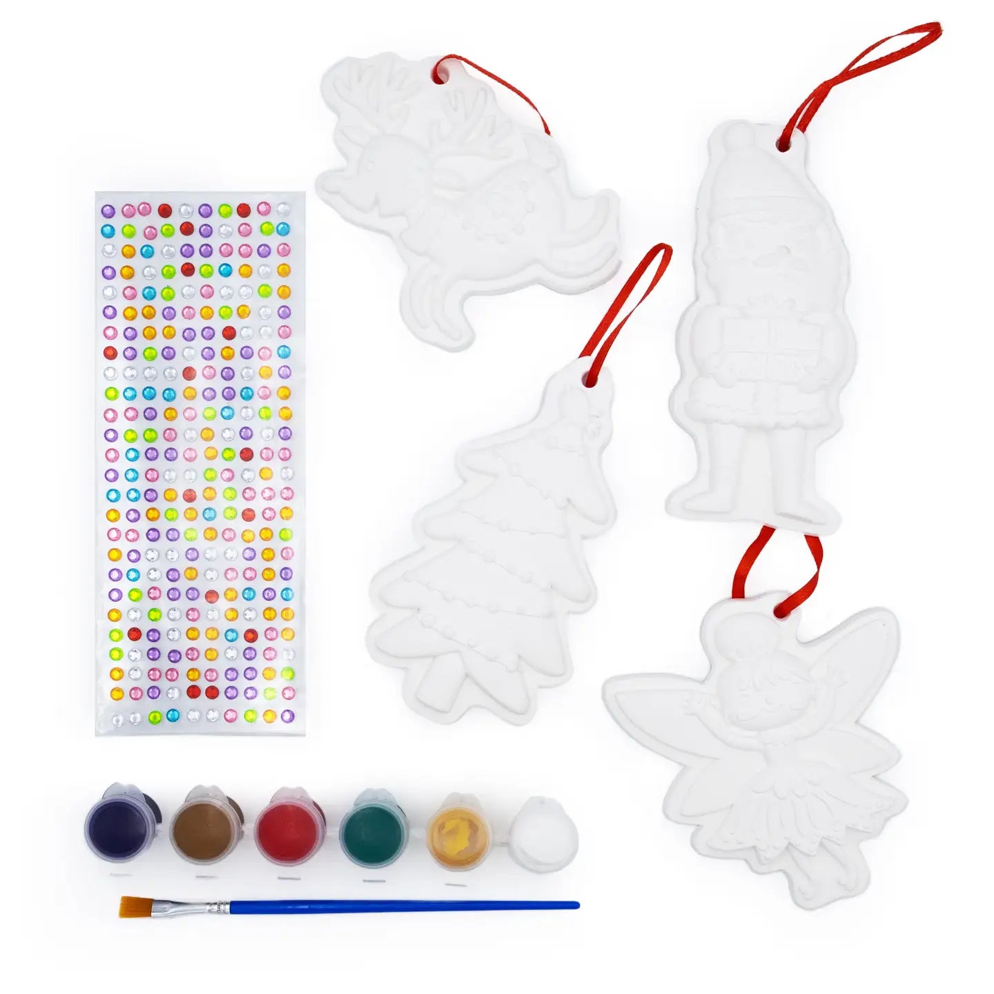 Festive Art & Craft Kit with Paints, Brush & Sparkly Stickers