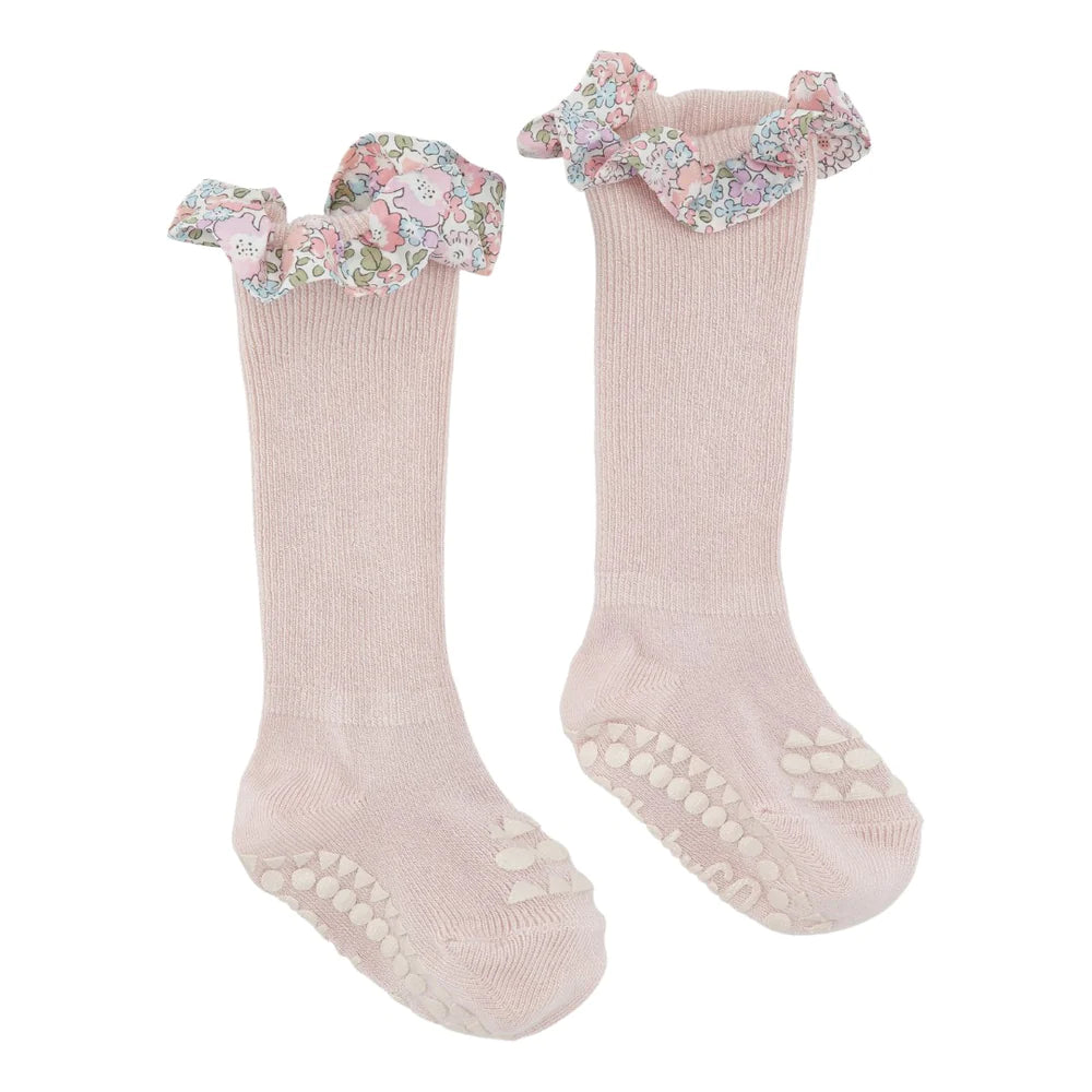 GobabygoXLiberty Non-slip Socks Bamboo- Michelle Pink