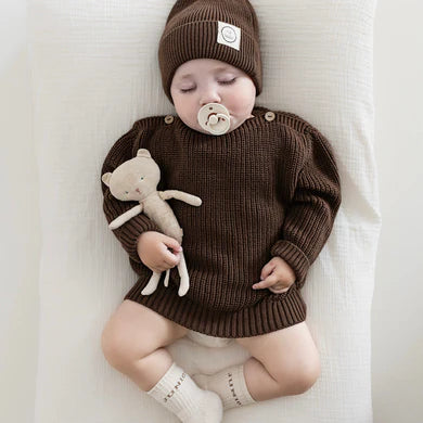 Organic Oversize Knit Pulli - Chocolate