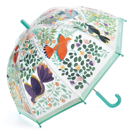 Umbrella birds and flowers