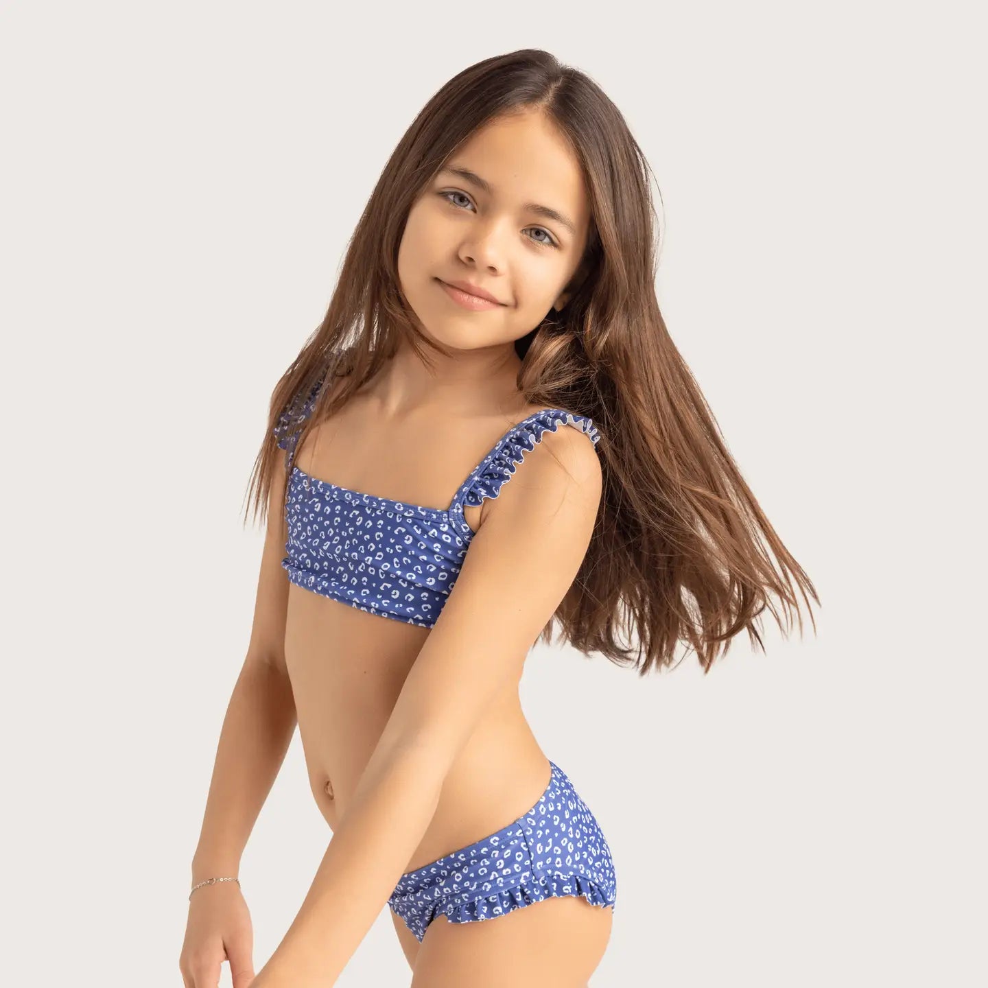 Kids Bikini Blue Leopard Print