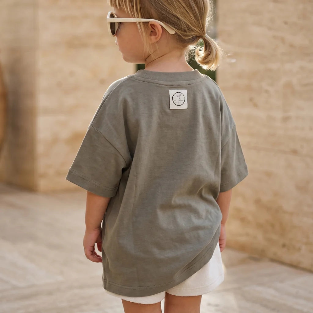 Organic Oversize Shirt - Khaki with Lemon Print
