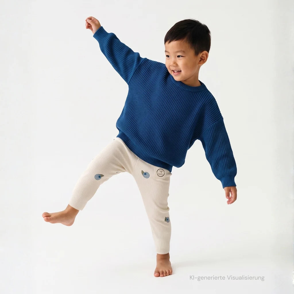 GOTS Organic Rib Leggings - Blueberry