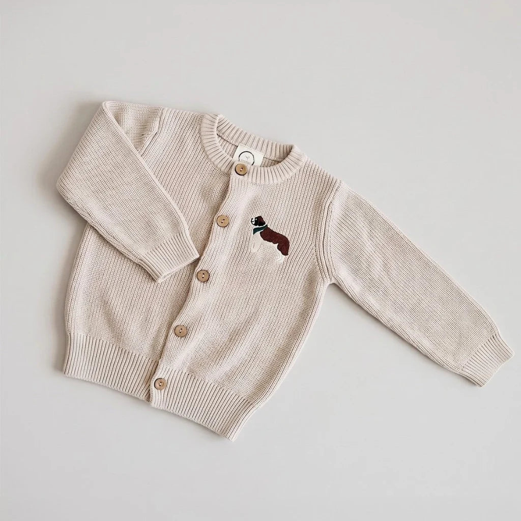 GOTS Organic Knit Cardigan - Puppy Sand