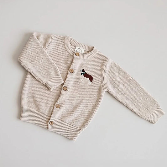 GOTS Organic Knit Cardigan - Puppy Sand