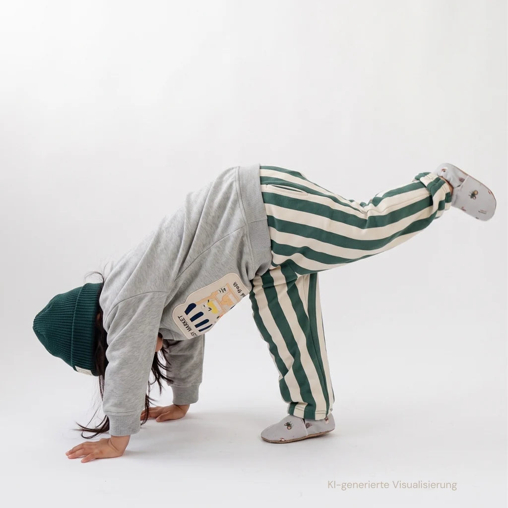 GOTS Organic Lounge Pants - Green Striped