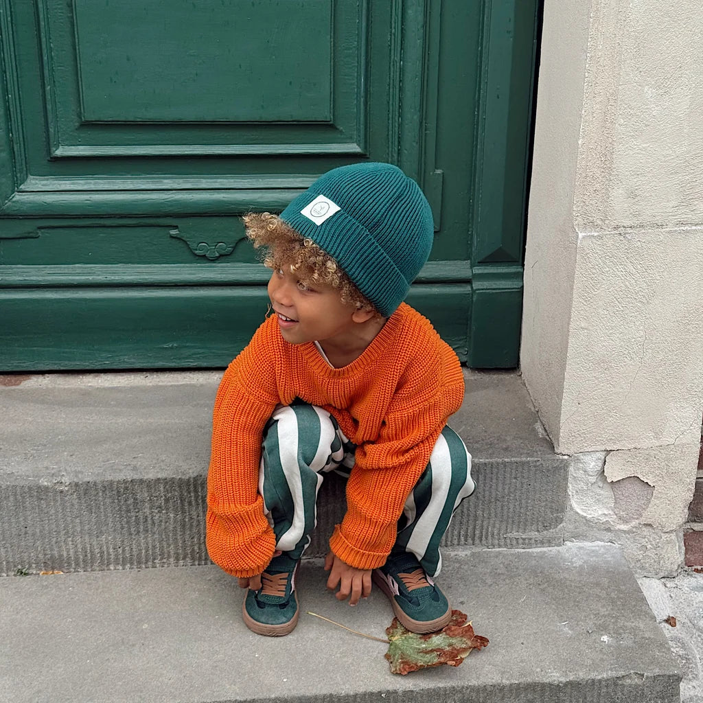 GOTS Organic Lounge Pants - Green Striped