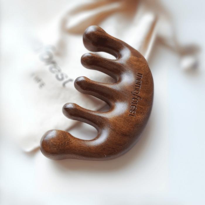 Sandalwood massage Gua Sha brush for scalp and body