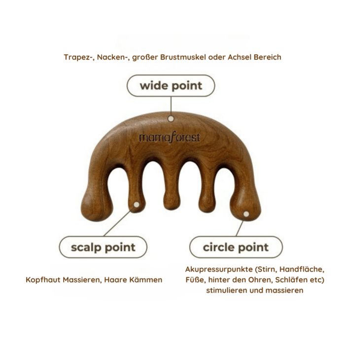Sandalwood massage Gua Sha brush for scalp and body